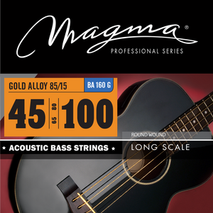 Magma Acoustic Bass Strings Medium Light - Bronze 85/15 Round Wound - Long Scale 34'' Set, .045 - .100 (BA160G)
