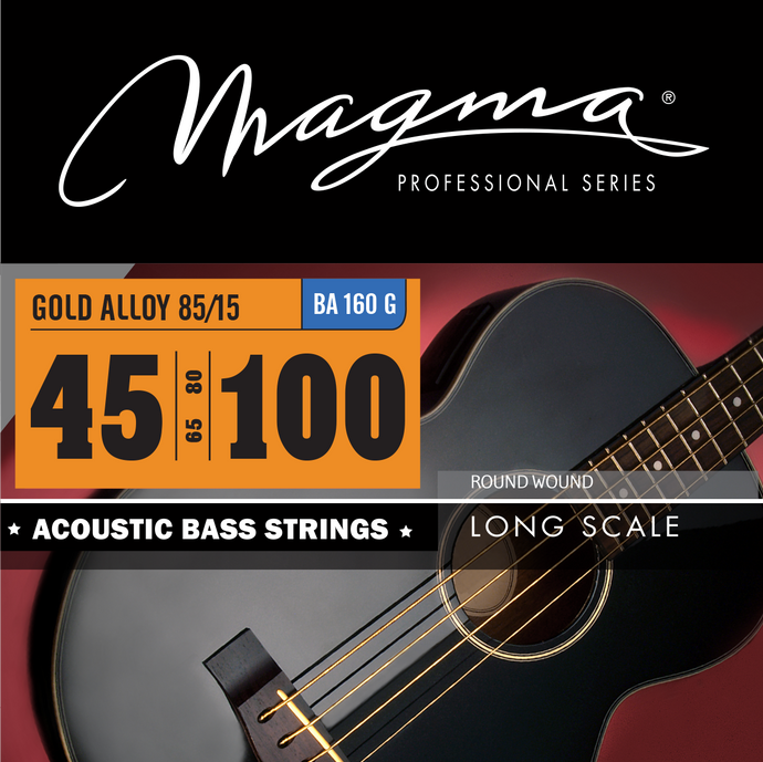 Magma Acoustic Bass Strings Medium Light - Bronze 85/15 Round Wound - Long Scale 34'' Set, .045 - .100 (BA160G)