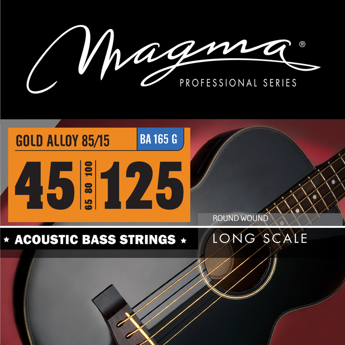 Magma Acoustic Bass Strings Medium Light - Bronze 85/15 Round Wound - Long Scale 34'' 5 Strings Set, .045 - .125 (BA165G)
