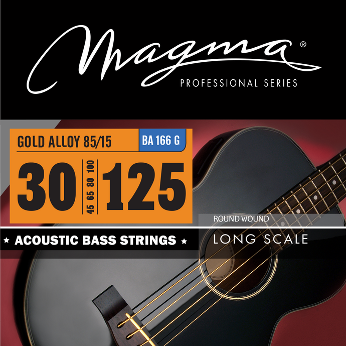 Magma Acoustic Bass Strings Medium Light - Bronze 85/15 Round Wound - Long Scale 34'' 6 Strings Set, .030 - .125 (BA166G)