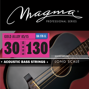 Magma Acoustic Bass Strings Medium - Bronze 85/15 Round Wound - Long Scale 34" 6 Strings Set, .030 - .130 (BA176G)