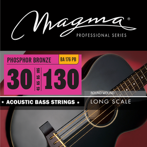 Magma Acoustic Bass Strings Medium - Phosphor Bronze Round Wound - Long Scale 34" 6 Strings Set, .030 - .130 (BA176PB)