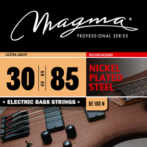 Magma Electric Bass Strings Ultra Light - Nickel Plated Steel Round Wound - Long Scale 34" Set, .030 - .085 (BE100N)