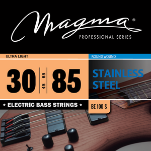 Magma Electric Bass Strings Ultra Light - Stainless Steel Round Wound - Long Scale 34'' Set, .030 - .085 (BE100S)