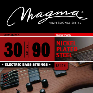 Magma Electric Bass Strings Ultra Light + - Nickel Plated Steel Round Wound - Long Scale 34" Set, .030 - .090 (BE110N)