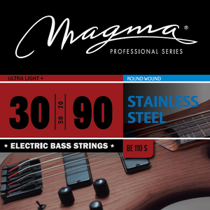 Magma Electric Bass Strings Ultra Light+ - Stainless Steel Round Wound - Long Scale 34" Set, .030 - .090 (BE110S)