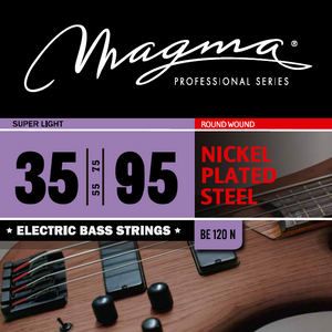 Magma Electric Bass Strings Super Light - Nickel Plated Steel Round Wound - Long Scale 34" Set, .035 - .095 (BE120N)