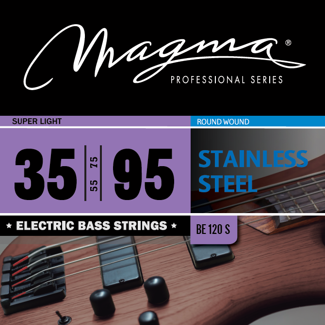 Magma Electric Bass Strings Super Light Stainless Steel Round Wound Long Scale 34 Set .035 .095 BE120S