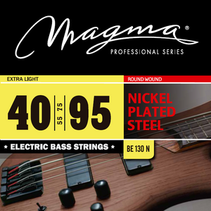 Magma Electric Bass Strings Extra Light - Nickel Plated Steel Round Wound - Long Scale 34" Set, .040 - .095 (BE130N)