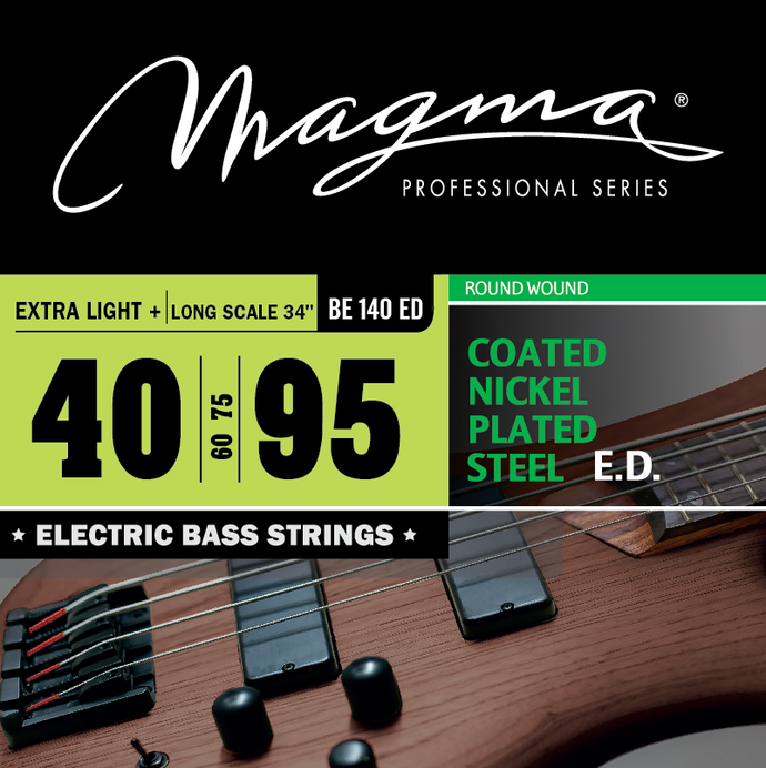Magma Electric Bass Strings Extra Light+ - COATED Nickel Plated Steel Round Wound - Long Scale 34