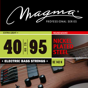 Magma Electric Bass Strings Extra Light - Nickel Plated Steel Round Wound - Long Scale 34" Set, .040 - .095 (BE140N)