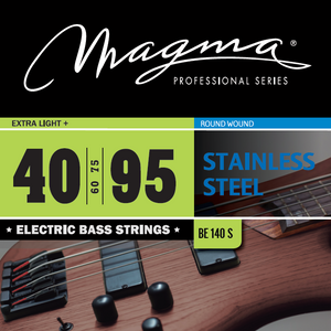Magma Electric Bass Strings Extra Light - Stainless Steel Round Wound - Long Scale 34" Set, .040 - .095 (BE140S)