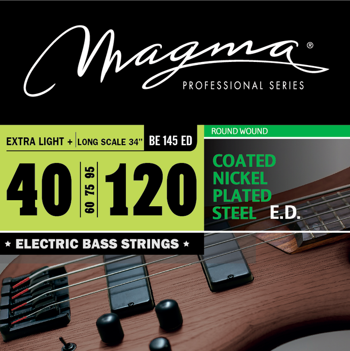 Magma Electric Bass Strings Extra Light+ - COATED Nickel Plated Steel Round Wound - Long Scale 34