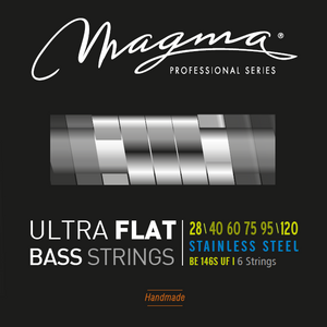 Magma Electric Bass Strings Extra Light + - Ultra Flat Strings - Long Scale 34" 6 Strings Set, .028 - .120 (BE146SUF)