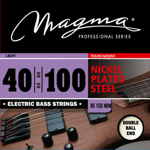 Magma Electric Bass Strings Double Ball End Light - Nickel Plated Steel Round Wound - Long Scale 34" Set, .040 - .100 (BE150NDB)