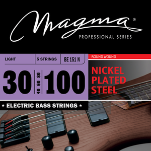 Magma Electric Bass Strings Light - Nickel Plated Steel Round Wound - Long Scale 34" High C Set, .030 - .100 (BE151N)