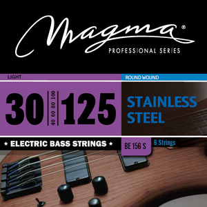 Magma Electric Bass Strings Light - Stainless Steel Round Wound - Long Scale 34" 6 Strings Set, .030 - .125 (BE156S)