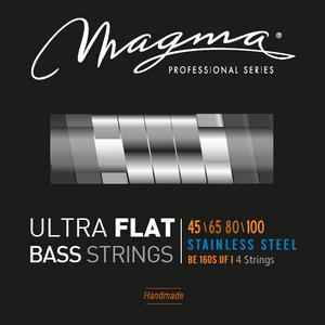 Magma Electric Bass Strings Medium Light- Steel Ultra Flat Strings - Long Scale 34" 4 Strings Set, .045 - .100 (BE160SUF)