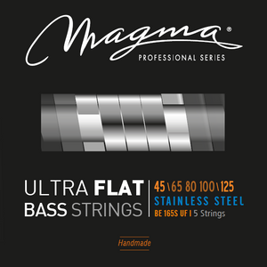 Magma Electric Bass Strings Medium Light- Steel Ultra Flat Strings - Long Scale 34" 5 Strings Set, .045 - .125 (BE165SUF)