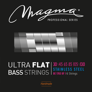 Magma Electric Bass Strings Medium - Ultra Flat Strings - Long Scale 34" 6 Strings Set, .030 - .130 (BE176SUF)