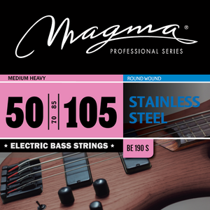 Magma Electric Bass Strings Medium Heavy - Stainless Steel Round Wound - Long Scale 34" Set, .050 - .105 (BE190S)
