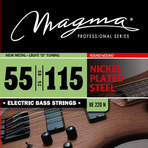 Magma Electric Bass Strings New Metal-Light - Nickel Plated Steel Round Wound - Long Scale 34" Set, .055 - .115 (BE220N)