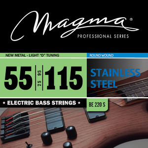 Magma Electric Bass Strings New Metal-Light - Stainless Steel Round Wound - Long Scale 34" Set, .055 - .115 (BE220S)