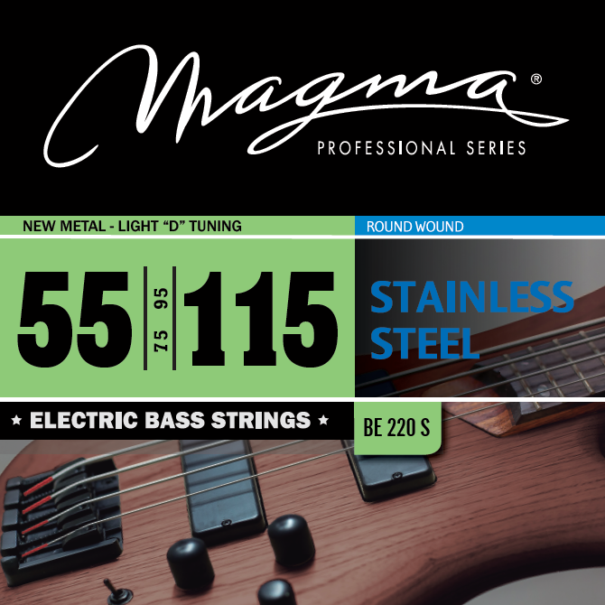 Magma Electric Bass Strings New Metal Light Stainless Steel Round Wound Long Scale 34 Set .055 .115 FBA BE220S 1
