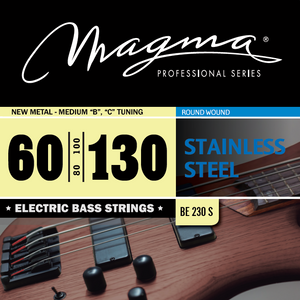 Magma Electric Bass Strings New Metal-Medium - Stainless Steel Round Wound - Long Scale 34" Set, .060 - .130 (BE230S)