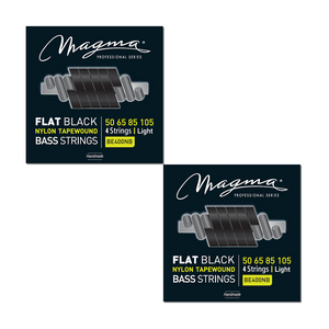 Magma Electric Bass Strings Light - Flat Black Nylon Tapewound Strings - Long Scale 34" 4 Strings Set, .050 - .105 (BE400NB)