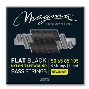 Magma Electric Bass Strings Light - Flat Black Nylon Tapewound Strings - Long Scale 34" 4 Strings Set, .050 - .105 (BE400NB)