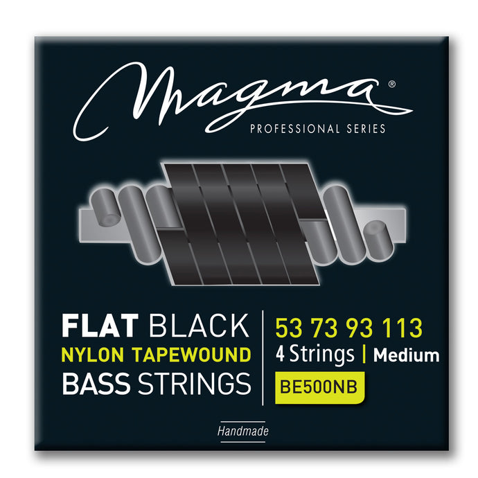 Magma Electric Bass Strings Medium - Flat Black Nylon Tapewound Strings - Long Scale 34