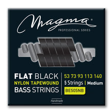 Load image into Gallery viewer, Magma Electric Bass Strings Medium - Flat Black Nylon Tapewound Strings - Long Scale 34&quot; 5 Strings Set, .053 - .130 (BE505NB)
