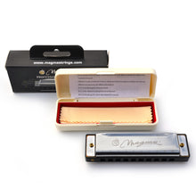 Load image into Gallery viewer, Magma Harmonica, 10 Holes 20 Tones Blues Diatonic Harmonica Key of C For Adults, Beginners, Professional Player and Kids, as Gift, Silver (H1004S)
