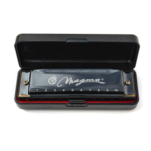 Magma Harmonica, 10 Holes 20 Tones Blues Diatonic Harmonica Key of C For Adults, Beginners, Professional Player and Kids, as Gift, Black (H1004B)
