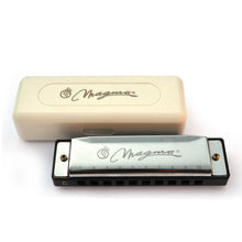 Load image into Gallery viewer, Magma Harmonica, 10 Holes 20 Tones Blues Diatonic Harmonica Key of C For Adults, Beginners, Professional Player and Kids, as Gift, Silver (H1004S)
