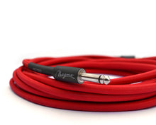 Load image into Gallery viewer, Magma Instrument Cable, 1/4&quot; Right Angle Rean By Neutrix, Red Tweed Cloth Jacket, 20 ft. (MC102R)
