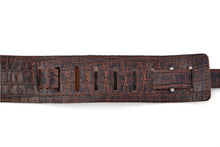 Load image into Gallery viewer, Magma Leathers 2.52&quot; Delux Argentinean Leather Guitar Strap Crocodrile Brown (07MCO02.)
