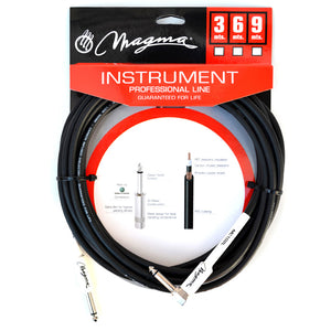 Magma Instrument Cable, 1/4" Straight to Right Angle Rean By Neutrix, 20 ft. (MC102L) Black