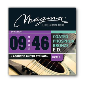 Magma Acoustic Guitar Strings Light Gauge COATED Phosphor Bronze Set, .009 - .046 (GA110P)