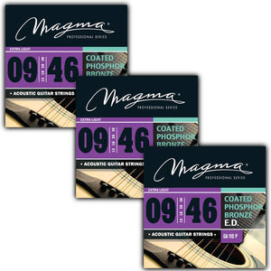 Magma Acoustic Guitar Strings Light Gauge COATED Phosphor Bronze Set, .009 - .046 (GA110P)