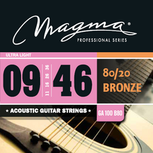 Load image into Gallery viewer, Magma Acoustic Guitar Strings Ultra Light Gauge 80/20 Bronze Set, .009 - .046 (GA100B80)
