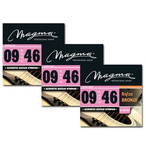 Magma Acoustic Guitar Strings Ultra Light Gauge 80/20 Bronze Set, .009 - .046 (GA100B80)