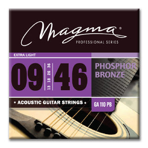 Magma Acoustic Guitar Strings Light Gauge Phosphor Bronze Set, .009 - .046 (GA110PB)