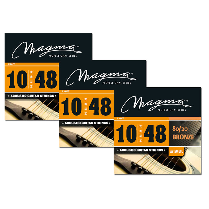 Magma - Light Gauge Acoustic Guitar Strings - 80/20 Bronze Acoustic Strings 10-48 Gauge (.010