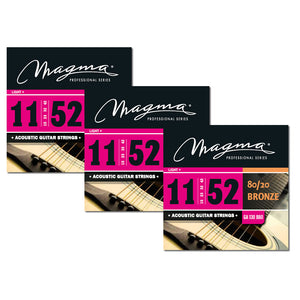 Magma Acoustic Guitar Strings Regular Light Gauge 80/20 Bronze Set, .011 - .052 (GA130B80)