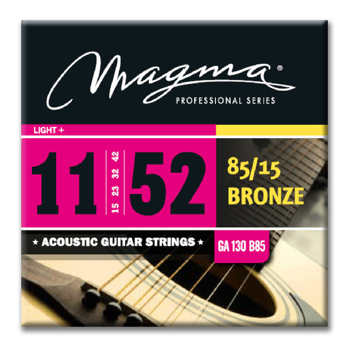 Magma Acoustic Guitar Strings Regular Light + Gauge 85/15 Bronze Set, .011 - .052 (GA130B85)