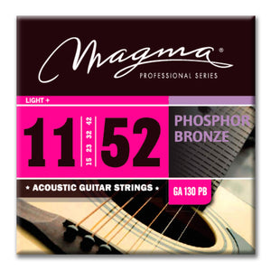 Magma Acoustic Guitar Strings Light + Gauge 12 Strings Phosphor Bronze Set, .011 - .052 (GA130PB12)