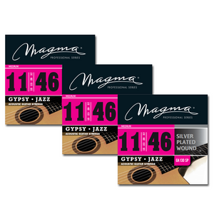 Magma Acoustic Guitar Strings Light Gauge Silver Plated Wound Gypsy Jazz Set, .011 - .046 (GA130SP)