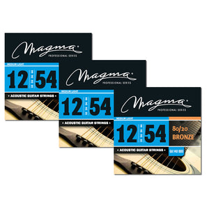 Magma Acoustic Guitar Strings Medium Light Gauge 80/20 Bronze Set, .012 - .054 (GA140B80)